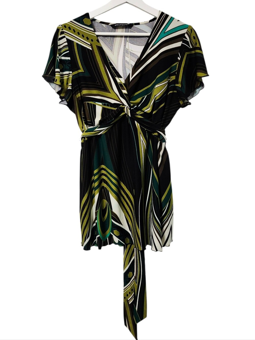 Penningtons Green Geometric Print Twist-Front Top size X - Picture 11 of 11